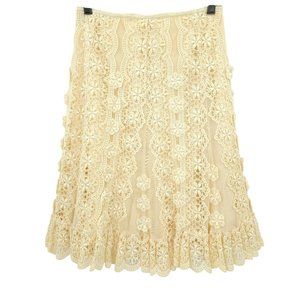 Antonio Melani Skirt Cream Ivory Lace Lined A-Line Sz 2 Elegant Western Cowgirl